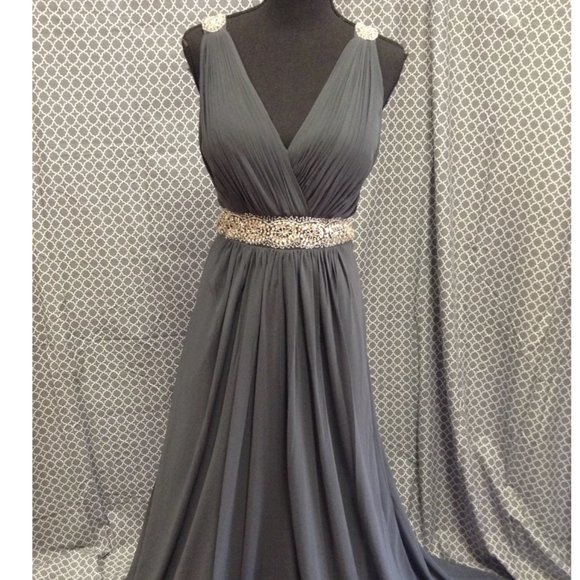 FAVIANA Dresses & Skirts - Faviana Glamour S7165 Dark Gray Dress BRAND NEW